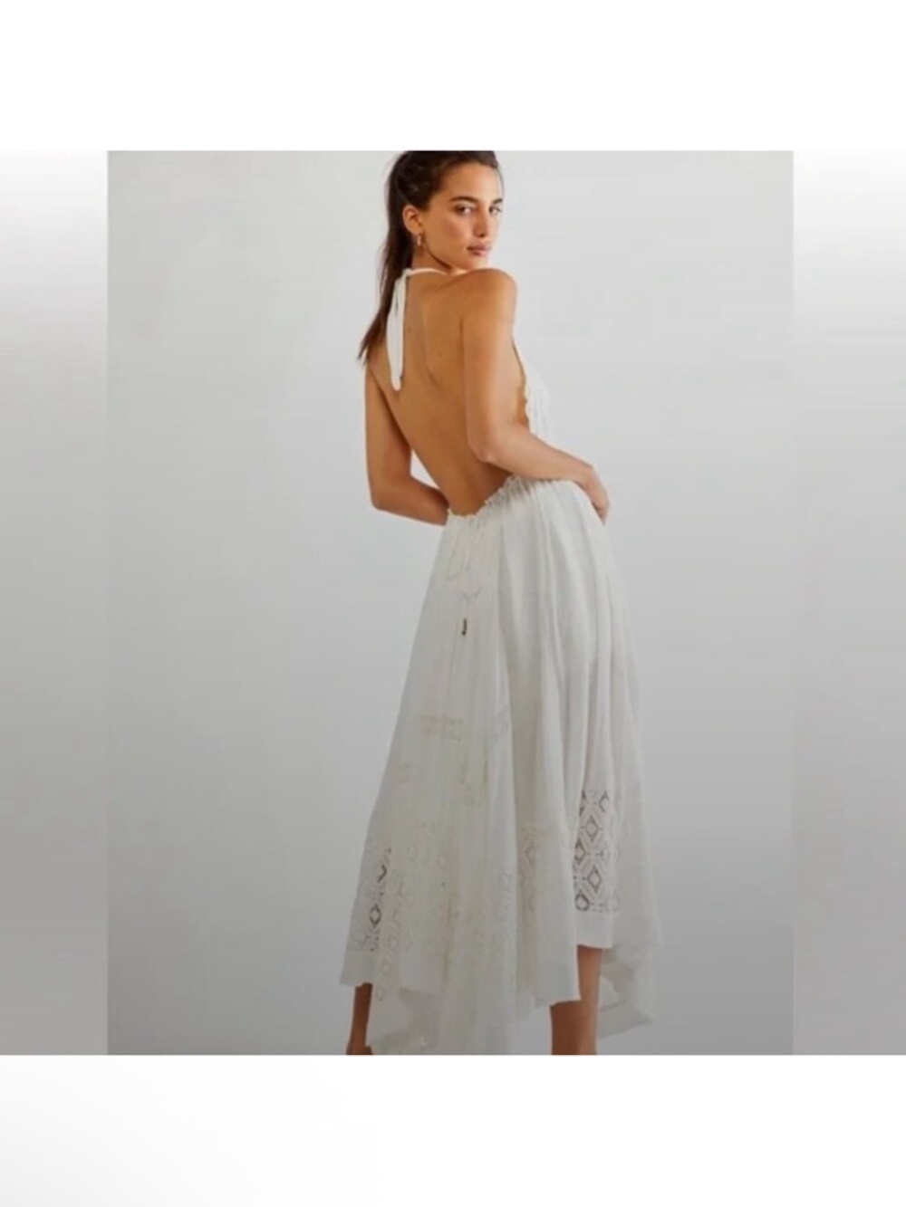 Free people White Lace Halter Maxi Dress